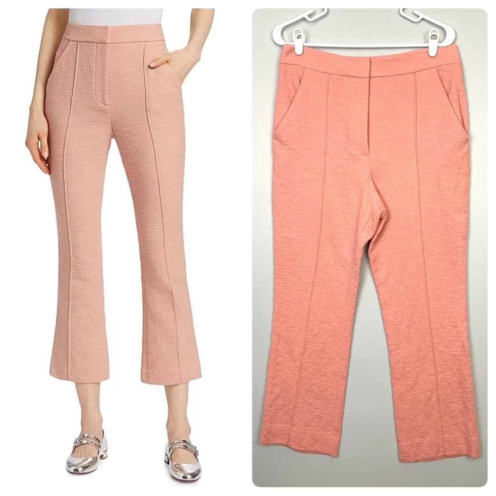 NWT Veronica Beard Sz 10 Tani Textured Crepe Kick Flare Cropped Pants Rosebloom